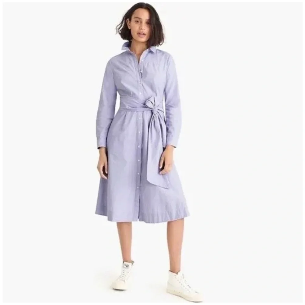 Classic cotton tie-waist shirtdress w/POCKETS. Size 14 (fits small) - Picture 4 of 11